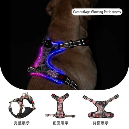 Luminous Dog Harnesses Essential for Dog Walking Safety At Night Large Dog Vest with Three LED Light Modes USB Rechargeable