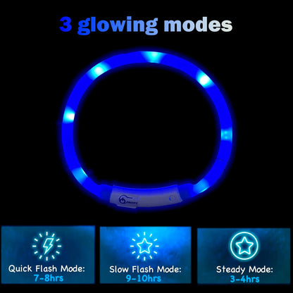 Silicone LED Light Up Collar with Rechargeable Battery