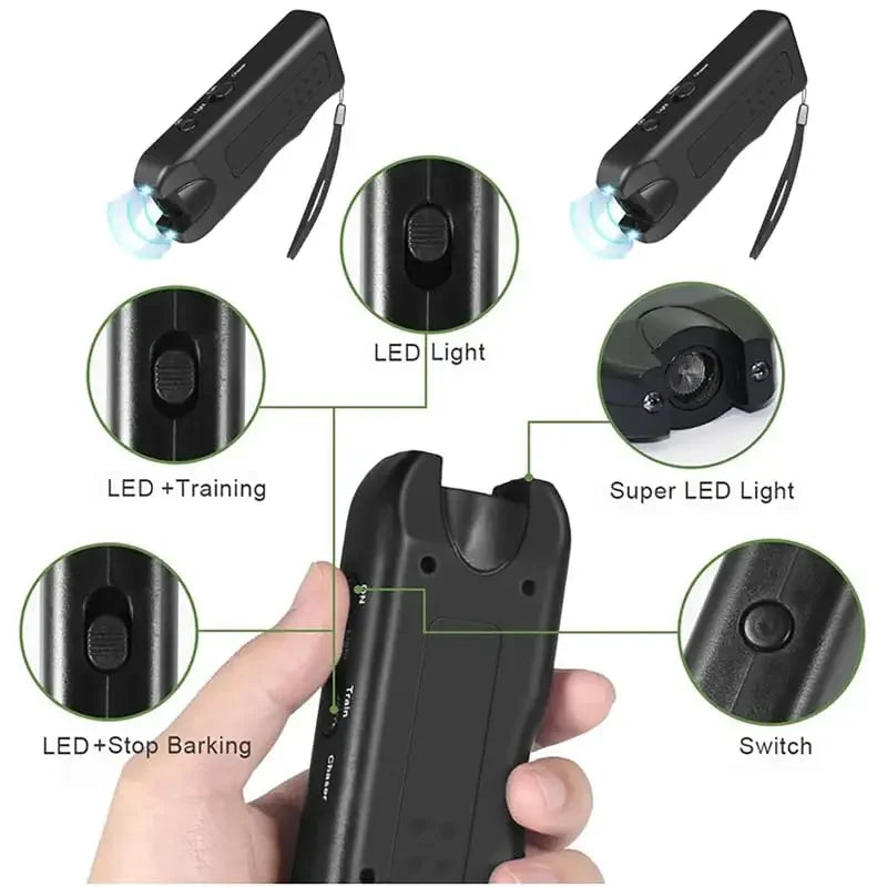 Dog Repeller Portable Ultrasonic Deterrent Handheld Anti-barking 3in1 Dog Training Device Repel Animals Pet Dog Trainer Supplies