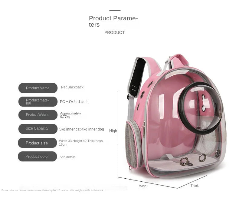 {As seen in Argylle} Space Capsule Pet Backpack-Airline Approved Transparent Carrier [Large Capacity + 360° Ventilation + Dual Handles]