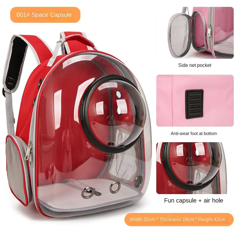 PurView Pro Transparent Cat Backpack - 5-Side Breathable Carrier with Cooling Pad & Reflective Strips,Waterproof Base for Hiking