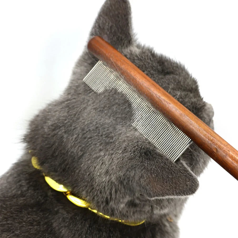Stainless Steel Pet Hair Remover Comb with Wooden Handle