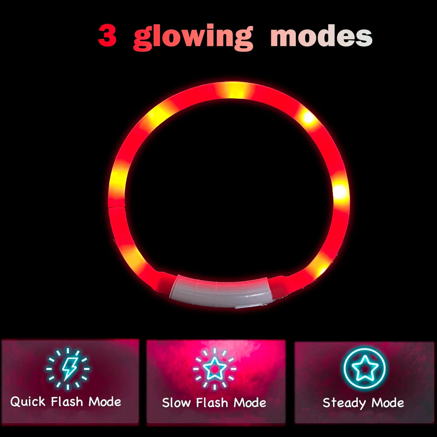 Silicone LED Light Up Collar with Rechargeable Battery
