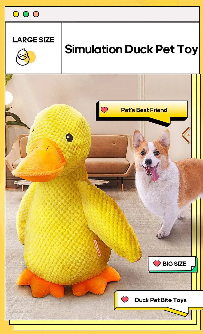 Interactive Plush Duck Chew Toy for Large Pets