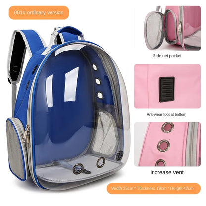 PurView Pro Transparent Cat Backpack - 5-Side Breathable Carrier with Cooling Pad & Reflective Strips,Waterproof Base for Hiking