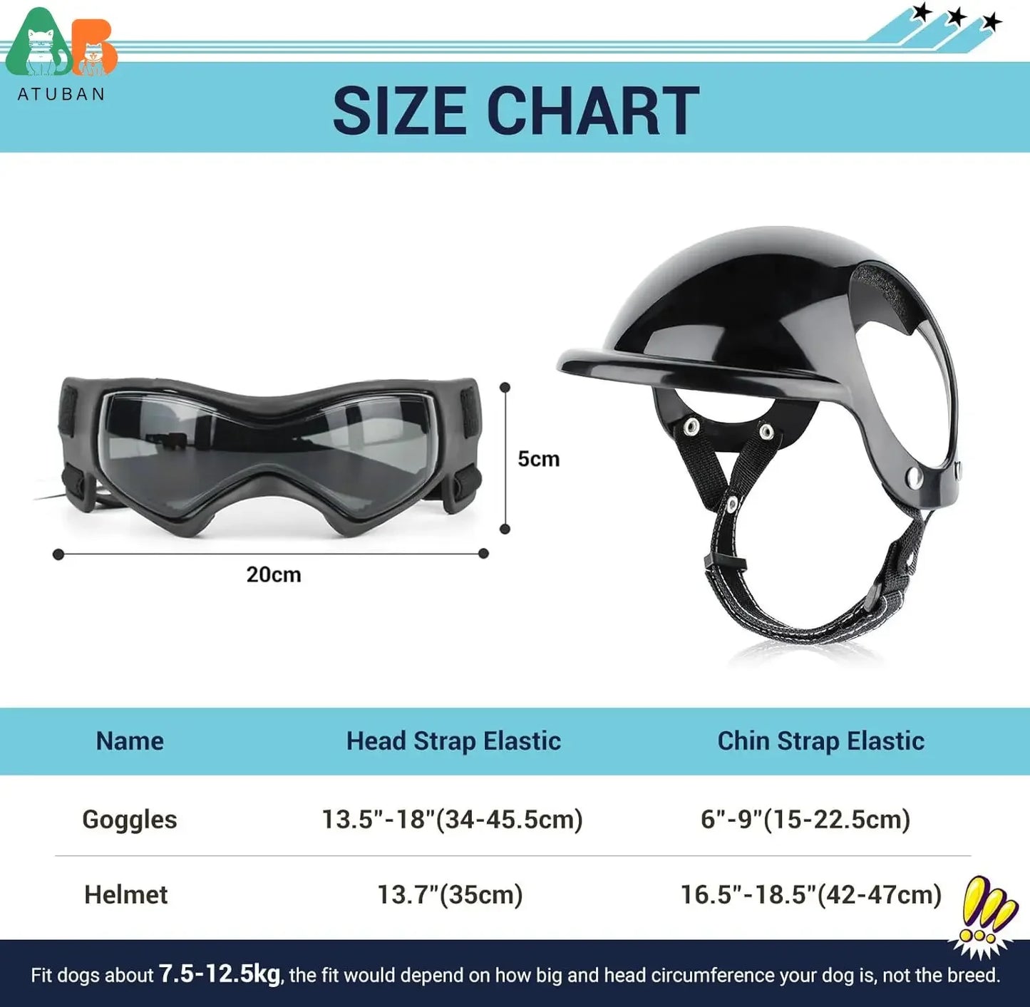 Dog Helmet and Dog Goggles for Motorcycle [Ear Holes + Adjustable Straps = Happy Puppy Riding]