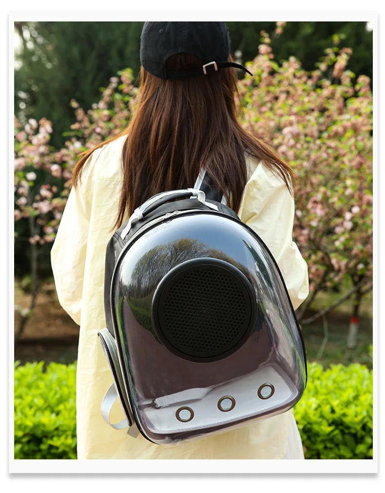 {As seen in Argylle} Space Capsule Pet Backpack-Airline Approved Transparent Carrier [Large Capacity + 360° Ventilation + Dual Handles]
