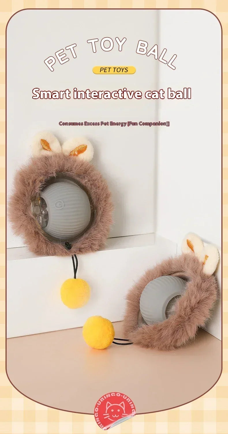 Interactive Motion Activated Plush Cat Toy Ball