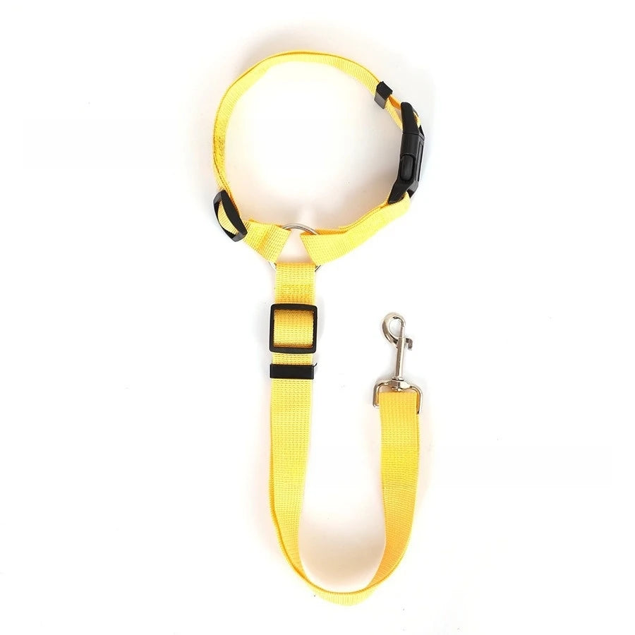 Solid Color Adjustable Two-in-One Pet Safety Belt