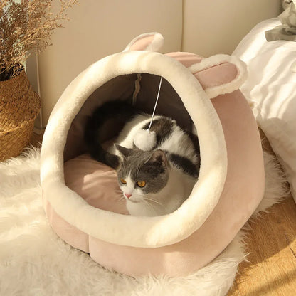 Cartoon Deep Sleep Pet Bed with Cute Ears