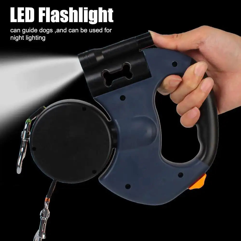 Auto Retractable Dog Leash with LED Flashlight