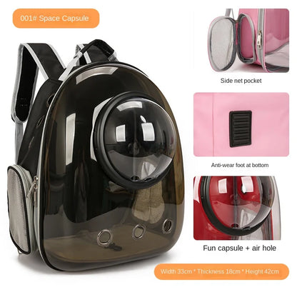PurView Pro Transparent Cat Backpack - 5-Side Breathable Carrier with Cooling Pad & Reflective Strips,Waterproof Base for Hiking