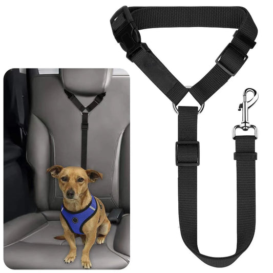 Solid Color Adjustable Two-in-One Pet Safety Belt