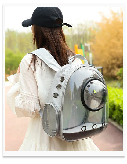 {As seen in Argylle} Space Capsule Pet Backpack-Airline Approved Transparent Carrier [Large Capacity + 360° Ventilation + Dual Handles]