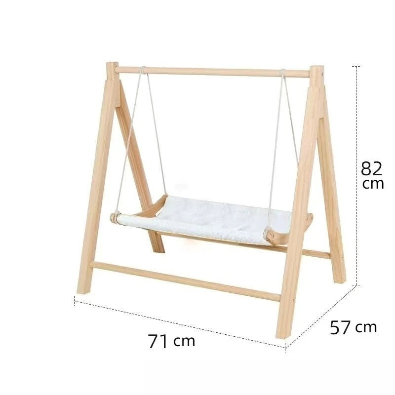 Double Layered Pet Hammock Light Luxury Cat Swing Large Capacity Wooden Cat Bed Floor Standing Comfortable and Stable Cat Bed