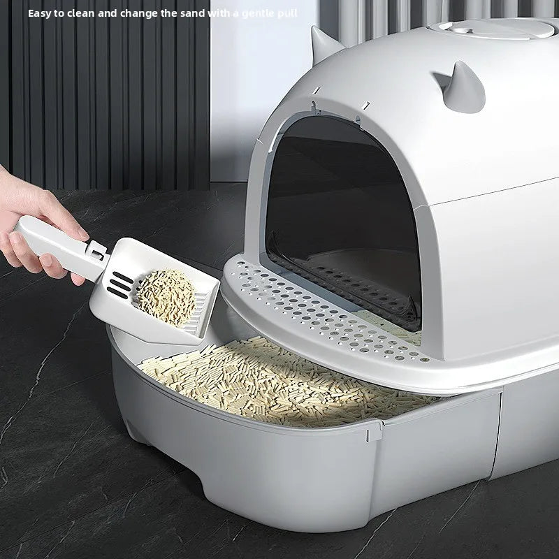 Cartoon Devil Cat Litter Box Drawer Splash Proof Odor Control Self Cleaning Automatic Cat Toilet Indoor Apartment Cat Box