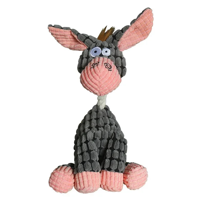 Fun Corduroy Donkey Chew Toy With Squeaker