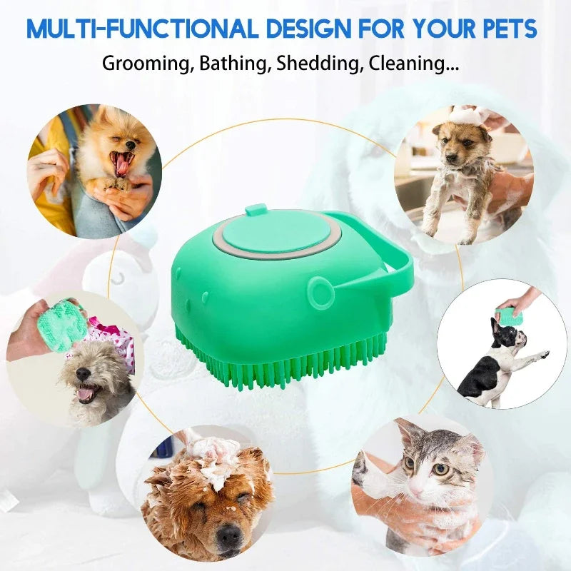 Silicone Dog Shampoo Brush and Massage Comb