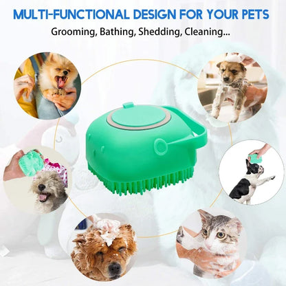 Silicone Dog Shampoo Brush and Massage Comb