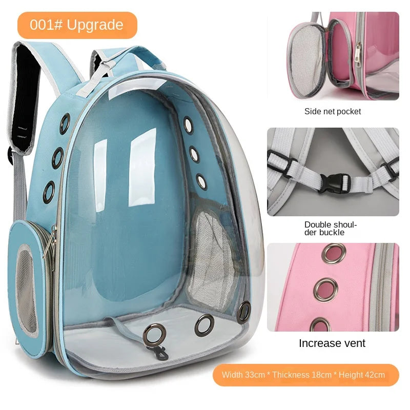 PurView Pro Transparent Cat Backpack - 5-Side Breathable Carrier with Cooling Pad & Reflective Strips,Waterproof Base for Hiking