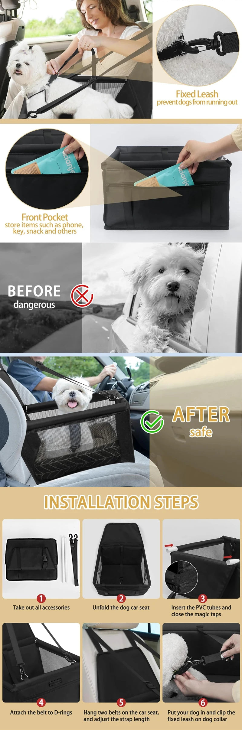 Removable Car Pet Cushioned Seat