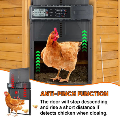 Large Size Solar Powered Fully Automatic Chicken Coop Door Aluminum Alloy with Timer Remote LCD Control for Easy Coop Management