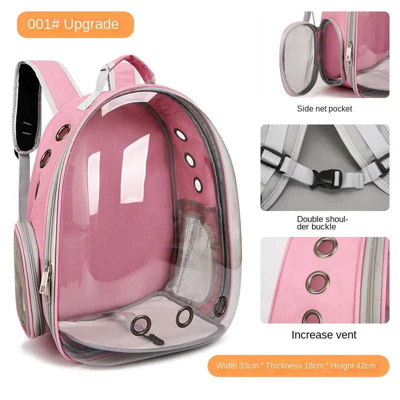 PurView Pro Transparent Cat Backpack - 5-Side Breathable Carrier with Cooling Pad & Reflective Strips,Waterproof Base for Hiking