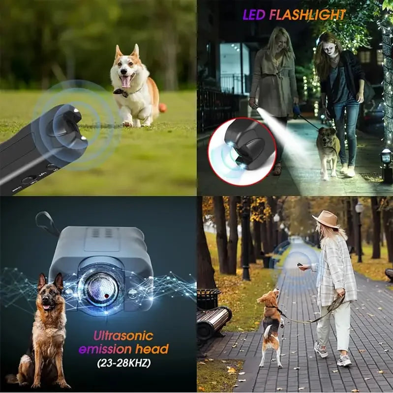 Dog Repeller Portable Ultrasonic Deterrent Handheld Anti-barking 3in1 Dog Training Device Repel Animals Pet Dog Trainer Supplies