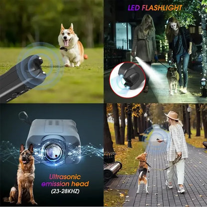 Dog Repeller Portable Ultrasonic Deterrent Handheld Anti-barking 3in1 Dog Training Device Repel Animals Pet Dog Trainer Supplies