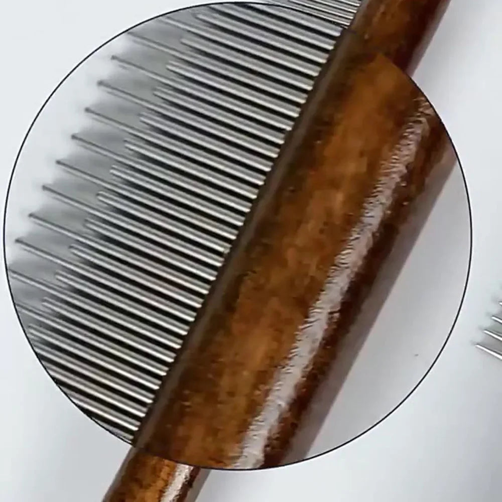 Stainless Steel Pet Hair Remover Comb with Wooden Handle