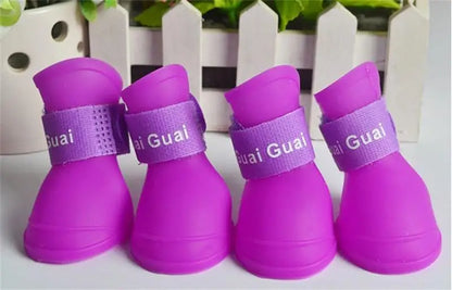 Green and Purple Waterproof Rain Shoes Set